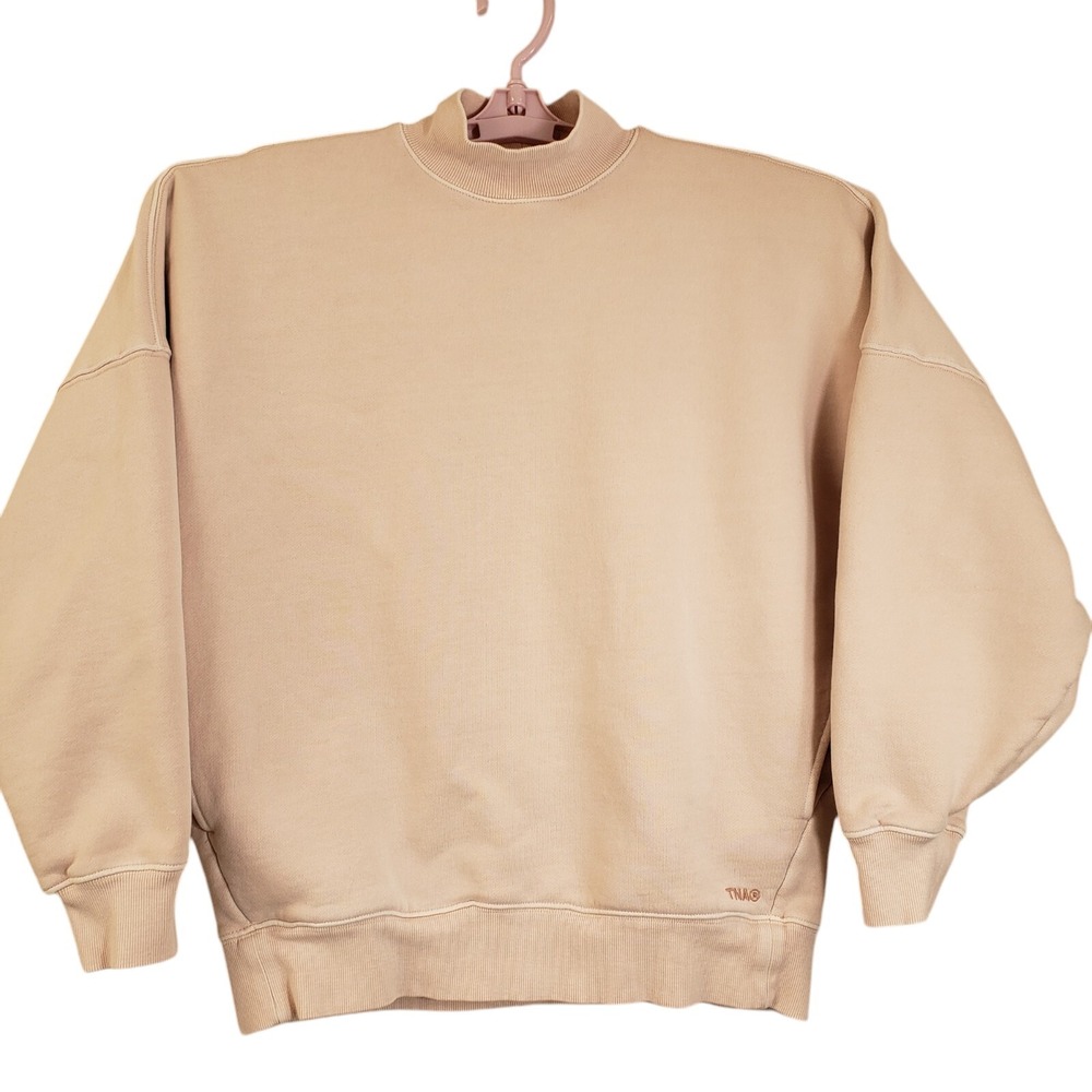 Aritzia Tna Cozy Fleece Size 1 Small Boyfriend Crew Sweatshirt Pale Pink Slouchy